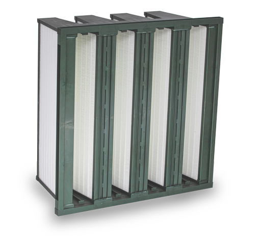 energiesparender V-Form Kompaktfilter (4V), HS-Mikro Pak 4V ECONERGY, ISO ePM10 80%, Gr. 592x287x292mm, Rahmen: Kunststoff mit Flansch