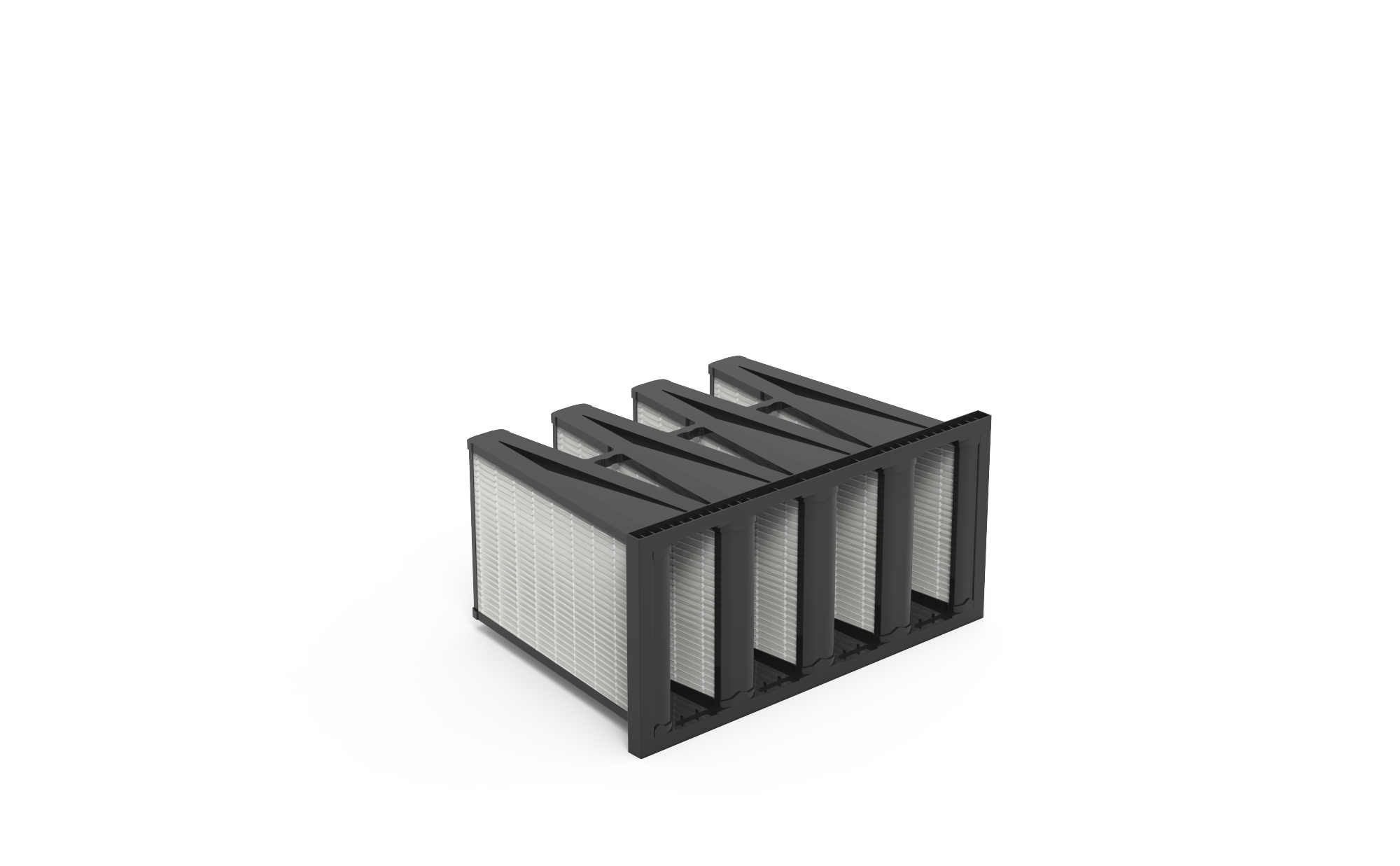 V-Form Kompaktfilter (4V), HS-Deka Pak, ISO ePM10 85%, Gr. 592x287x420 mm, Rahmen: Kunststoff mit Flansch