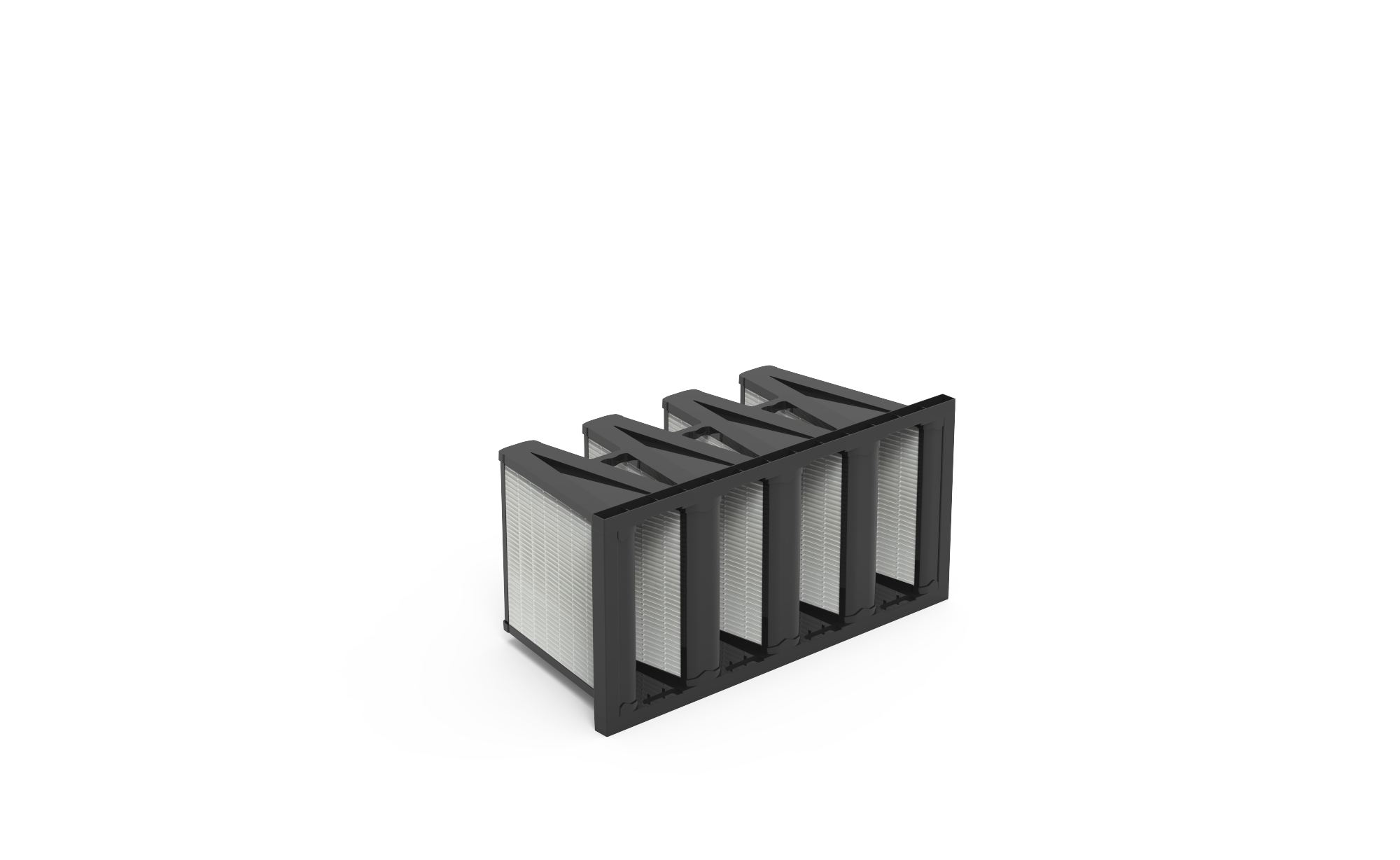 V-Form Kompaktfilter (4V), HS-Mikro Pak, ISO ePM10 65%, Gr. 592x287x292 mm, Rahmen: Kunststoff mit Flansch